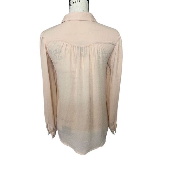 H&M light sheer pink flowy long sleeve blouse, Size‎ 4 - Picture 2 of 3